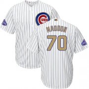 Wholesale Cheap Cubs #70 Joe Maddon White(Blue Strip) 2017 Gold Program Cool Base Stitched MLB Jersey