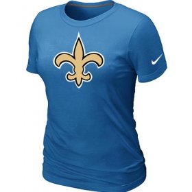 Wholesale Cheap Women\'s Nike New Orleans Saints Logo NFL T-Shirt Light Blue