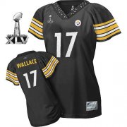 Wholesale Cheap Steelers #17 Mike Wallace Black Women's Field Flirt Super Bowl XLV Stitched NFL Jersey
