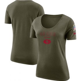 Wholesale Cheap Women\'s San Francisco 49ers Nike Olive Salute to Service Legend Scoop Neck T-Shirt
