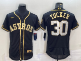 Wholesale Cheap Men's Houston Astros #30 Kyle Tucker Black Gold Flex Base Stitched Jersey