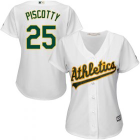 Wholesale Cheap Athletics #25 Stephen Piscotty White Home Women\'s Stitched MLB Jersey