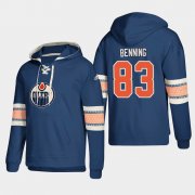 Wholesale Cheap Edmonton Oilers #83 Matthew Benning Royal adidas Lace-Up Pullover Hoodie