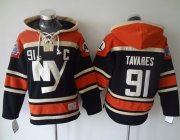 Wholesale Cheap Islanders #91 John Tavares Dark Blue Sawyer Hooded Sweatshirt Stitched NHL Jersey