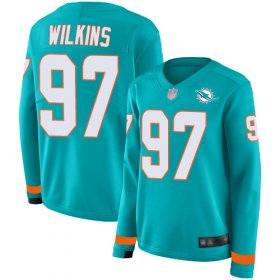Wholesale Cheap Nike Dolphins #97 Christian Wilkins Aqua Green Team Color Women\'s Stitched NFL Limited Therma Long Sleeve Jersey