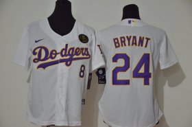 Wholesale Cheap Los Angeles Dodgers #8 #24 Kobe Bryant Women Nike White Purple No. Cool Base 2020 KB Patch MLB Jersey