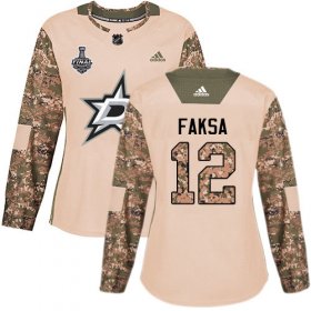 Cheap Adidas Stars #12 Radek Faksa Camo Authentic 2017 Veterans Day Women\'s 2020 Stanley Cup Final Stitched NHL Jersey