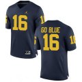 Wholesale Cheap Men's Michigan Wolverines #16 GO BLUE Navy Blue Stitched College Football Brand Jordan NCAA Jersey