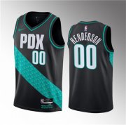 Wholesale Cheap Men's Portland Trail Blazers #00 Scoot Henderson Black 2023 Draft City Edition Stitched Basketball Jersey