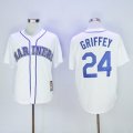 Wholesale Cheap Mariners #24 Ken Griffey White Cooperstown 2016 Hall Of Fame Patch Stitched MLB Jersey