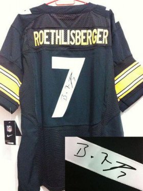 Wholesale Cheap Nike Steelers #7 Ben Roethlisberger Black Team Color Men\'s Stitched NFL Elite Autographed Jersey