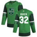 Wholesale Cheap Los Angeles Kings #32 Jonathan Quick Men's Adidas 2020 St. Patrick's Day Stitched NHL Jersey Green.jpg.jpg