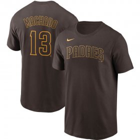 Wholesale Cheap San Diego Padres #13 Manny Machado Nike Name & Number T-Shirt Brown Gold