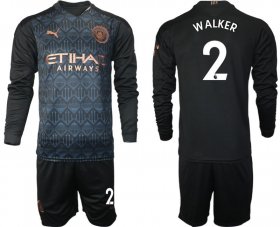 Wholesale Cheap Men 2020-2021 club Manchester city home long sleeve 2 black Soccer Jerseys