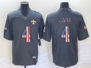 Wholesale Cheap Men's New Orleans Saints #4 Derek Carr 2019 Black Salute To Service USA Flag Fashion Limited Jersey