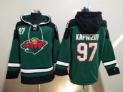 Wholesale Cheap Men's Minnesota Wild #97 Kirill Kaprizov Ageless Green Must-Have Lace-Up Pullover Hoodie
