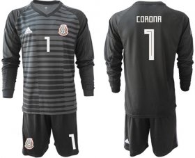 Wholesale Cheap Mexico #1 Corona Black Long Sleeves Goalkeeper Soccer Country Jersey