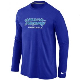 Wholesale Cheap Nike Carolina Panthers Authentic Font Long Sleeve T-Shirt Blue