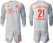 Wholesale Cheap Men 2020-2021 club Bayern Munchen away long sleeves 21 white Soccer Jerseys