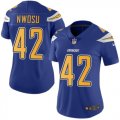 Wholesale Cheap Nike Chargers #42 Uchenna Nwosu Electric Blue Women's Stitched NFL Limited Rush Jersey