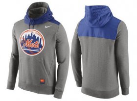 Wholesale Cheap Men\'s New York Mets Nike Gray Cooperstown Collection Hybrid Pullover Hoodie