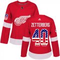 Wholesale Cheap Adidas Red Wings #40 Henrik Zetterberg Red Home Authentic USA Flag Women's Stitched NHL Jersey