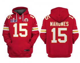 Cheap Men\'s Kansas City Chiefs #15 Patrick Mahomes Red Super Bowl LVIII Patch Limited Edition Hoodie
