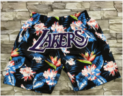 Wholesale Cheap Men's Los Angeles Lakers Ness Floral Fashion Hardwood Classics Soul Swingman Throwback Shorts