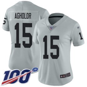 Wholesale Cheap Nike Raiders #15 Nelson Agholor Silver Women\'s Stitched NFL Limited Inverted Legend 100th Season Jersey