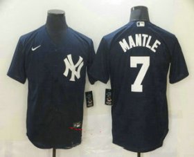 Wholesale Cheap Men\'s New York Yankees #7 Mickey Mantle Navy Blue Stitched MLB Nike Cool Base Jersey