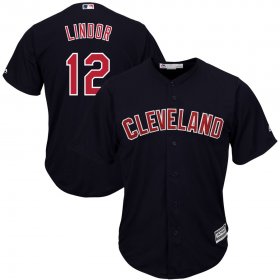 Wholesale Cheap Indians #12 Francisco Lindor Navy Alternate 2019 Cool Base Team Stitched MLB Jersey
