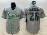 Wholesale Cheap Men's Philadelphia Eagles #26 Miles Sanders Grey With Patch Cool Base Stitched Baseball Jersey