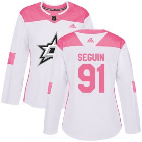 Wholesale Cheap Adidas Stars #91 Tyler Seguin White/Pink Authentic Fashion Women\'s Stitched NHL Jersey