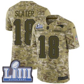 Wholesale Cheap Nike Patriots #18 Matt Slater Camo Super Bowl LIII Bound Youth Stitched NFL Limited 2018 Salute to Service Jersey