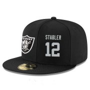 Wholesale Cheap Oakland Raiders #12 Kenny Stabler Snapback Cap NFL Player Black with Silver Number Stitched Hat