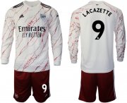 Wholesale Cheap Men 2020-2021 club Arsenal away long sleeve 9 white Soccer Jerseys