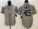 Wholesale Cheap Men's New York Yankees #45 Gerrit Cole Gray With Patch Cool Base Stitched Baseball Jersey