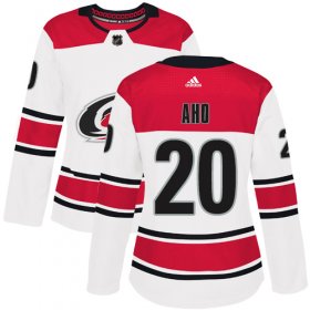 Wholesale Cheap Adidas Hurricanes #20 Sebastian Aho White Road Authentic Women\'s Stitched NHL Jersey