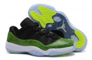 Wholesale Cheap Air Jordan 11 Low Green Snakeskin Shoes Black/Nightshade-White-Volt Ice