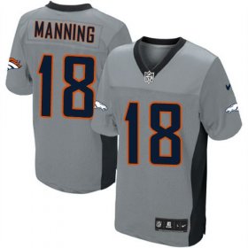 Wholesale Cheap Nike Broncos #18 Peyton Manning Grey Shadow Youth Stitched NFL Elite Jersey