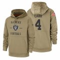 Wholesale Cheap Oakland Raiders #4 Derek Carr Nike Tan 2019 Salute To Service Name & Number Sideline Therma Pullover Hoodie