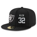 Wholesale Cheap Oakland Raiders #32 Marcus Allen Snapback Cap NFL Player Black with Silver Number Stitched Hat