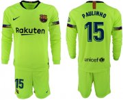 Wholesale Cheap Barcelona #15 Paulinho Away Long Sleeves Soccer Club Jersey