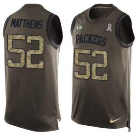 Wholesale Cheap Nike Packers #52 Clay Matthews Green Men\'s Stitched NFL Limited Salute To Service Tank Top Jersey