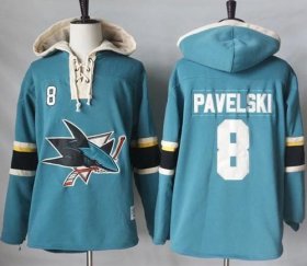 Wholesale Cheap Sharks #8 Joe Pavelski Teal Pullover Hoodie Stitched NHL Jersey