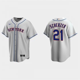 Wholesale Cheap Men\'s New York Mets #21 Max Scherzer Gray Cool Base Stitched Baseball Jersey