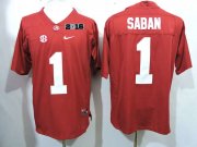 Wholesale Cheap Men's Alabama Crimson Tide #1 Nick Saban Red 2016 BCS College Football Nike Limited Jersey