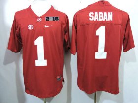 Wholesale Cheap Men\'s Alabama Crimson Tide #1 Nick Saban Red 2016 BCS College Football Nike Limited Jersey