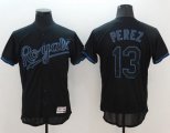 Wholesale Cheap Royals #13 Salvador Perez Black Fashion Flexbase Authentic Collection Stitched MLB Jersey
