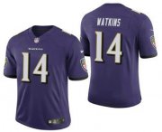 Wholesale Cheap Men's Baltimore Ravens #14 Sammy Watkins Purple 2021 Vapor Untouchable Stitched NFL Nike Limited Jersey